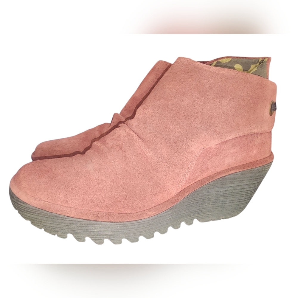FLY London YEBI Wedge Heel Ankle Boots - Wine Oil Suede, Womens 40 EU (9-9.5 US) - Picture 8 of 12